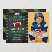 Football Game Time Geburtstag Foto Einladung (Vorne/Hinten)