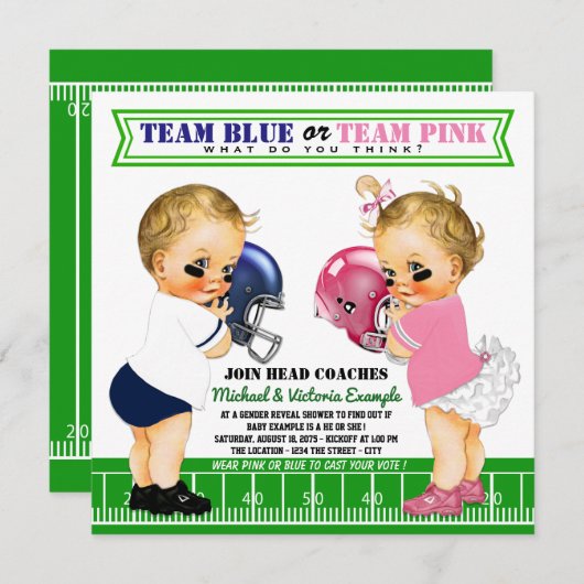 Football Gender Reveal Baby Shower Einladungen (Vorne/Hinten)