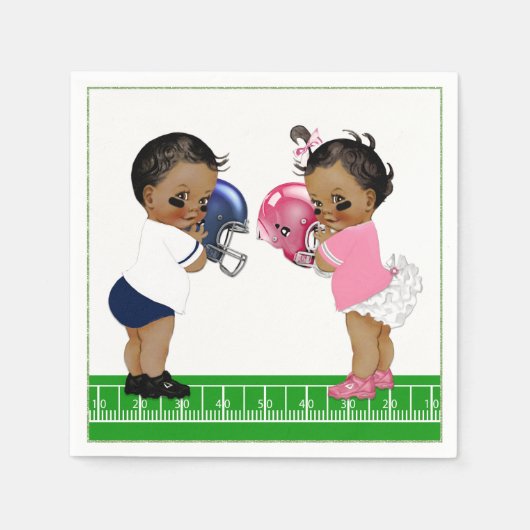 Football Gender Reveal Baby Shower Paper Napkin Serviette (Vorderseite)
