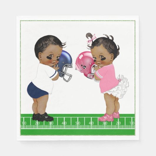 Football Gender Reveal Baby Shower Paper Napkins Serviette (Vorderseite)