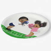 Football Gender Reveal Baby Shower Paper Teller (Schrägansicht)