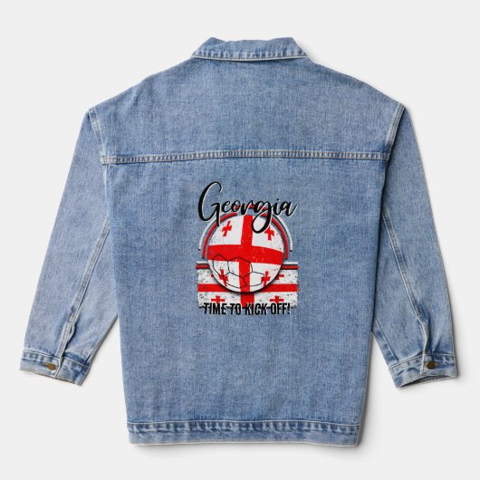 Football Georgia Flag, Vintager Fußball Jeansjacke (Rückseite)