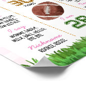 Football Girl First Birthday Milestone Poster (Ecke)