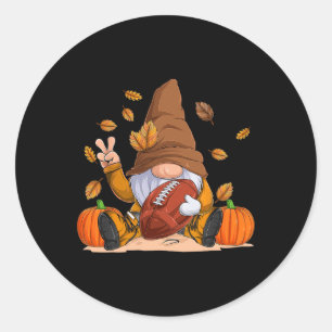 Football Gnome Thanksgiving Autumn Fall Season Boy Runder Aufkleber