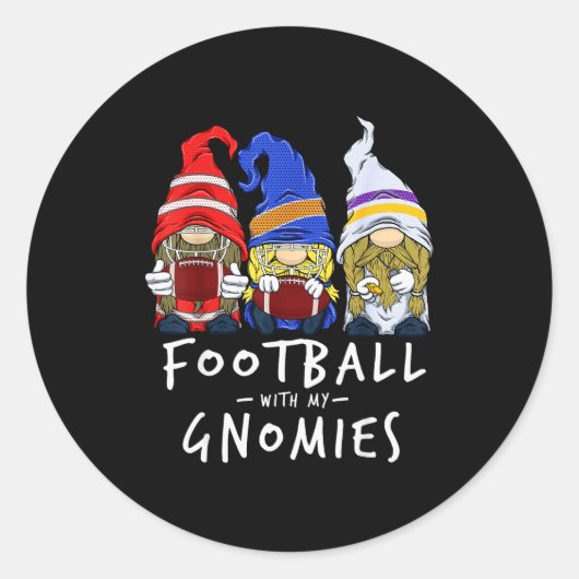 Football Gnomes Football With My Gnomies For Boys Runder Aufkleber (Vorderseite)