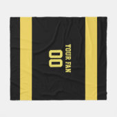 Football Gold & Black Personalisiert Fleecedecke (Vorderseite (Horizontal))