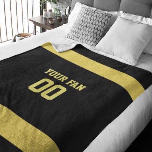 Football Gold & Black Personalisiert Fleecedecke