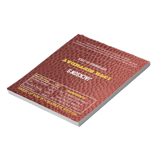 Football Gold Gastgeschenk Chocolate Candy Wrapper Notizblock (Rotiert)