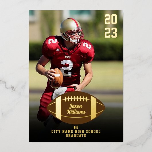 Football Graduation Party Folieneinladung (Vorderseite)