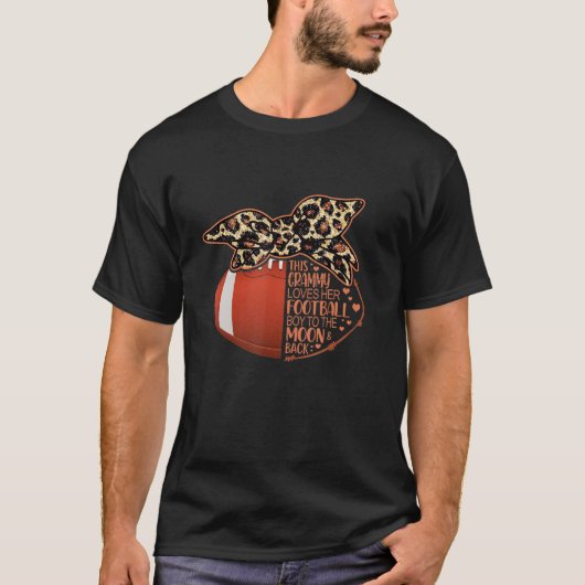 Football Grammy Vintag Leopard Messy Bun T-Shirt (Vorderseite)