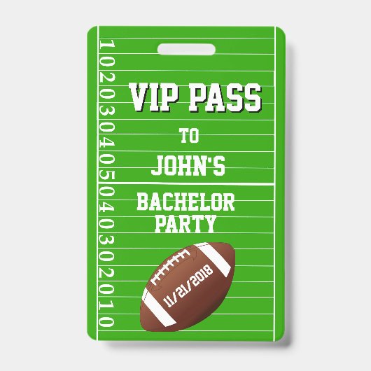 Football Grid Bachelor Party VIP Abzeichen Ausweis (Front)