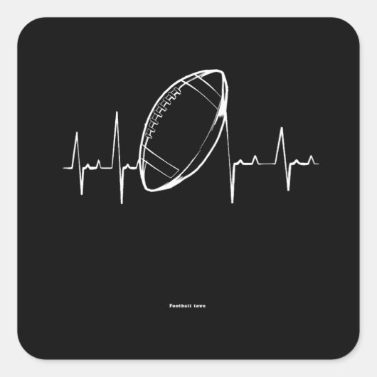 Football Heartbeat, Pulse Design Quadratischer Aufkleber (Vorderseite)