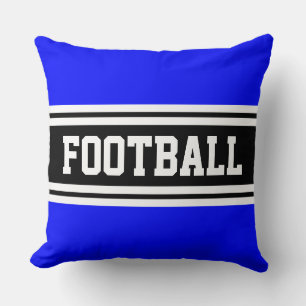 FOOTBALL Hellblau Schwarz Weiß Rennstreifen Kissen