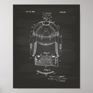 Football-Helm Patentzeichnung 1929 - Tafel Poster