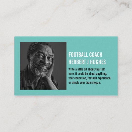 Football Helmet & Goal, Football Coach Foto Visitenkarte (Rückseite)