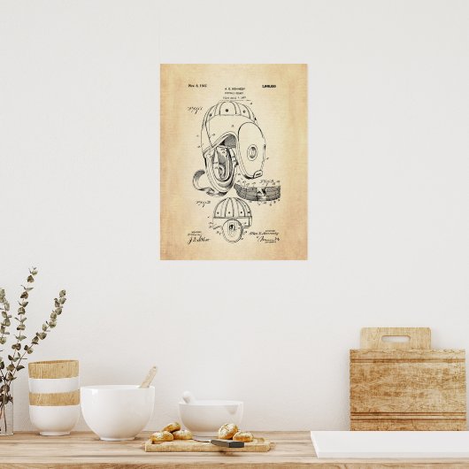 Football Helmet Patent Print Poster (Küche)
