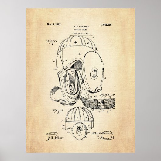 Football Helmet Patent Print Poster (Vorne)