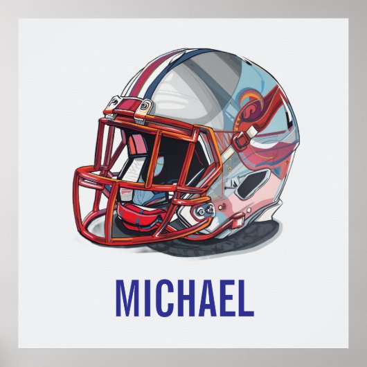 Football Helmet Pop Art Motivational Name Poster (Vorne)