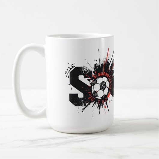 Football Is Life – Modern Soccer Typography Design Kaffeetasse (Links)