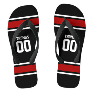 Football Jersey Black Red Personalisiert Badesandalen