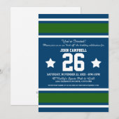 Football Jersey Blue|Green Party Einladungen (Vorne/Hinten)