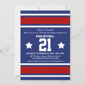 Football Jersey Blue|Rote Party Einladungen