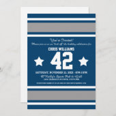 Football Jersey Blue|Silver Party Einladungen (Vorne/Hinten)