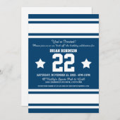 Football Jersey Blue|White Party Einladungen (Vorne/Hinten)