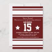 Football Jersey Burgundy|White Party Einladungen (Vorderseite)