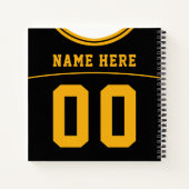 Football Jersey Custom Black & Gold Notizbuch (Rückseite)