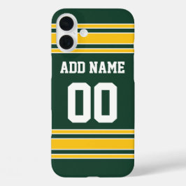Football Jersey Green Gold Individuelle Name Numbe iPhone 16 Plus Hülle