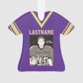 Football Jersey Lila Gold Uniform mit Foto Ornament (Rückseite)