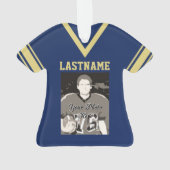 Football Jersey Navy Blue Gold Uniform mit Foto Ornament (Rückseite)