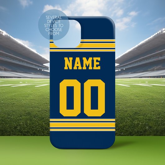 Football Jersey - Navy Gold Name Number Case-Mate iPhone Hülle