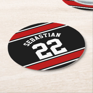 Football Jersey Personalisierter Name Runder Pappuntersetzer
