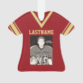 Football Jersey Red Gold Uniform mit Foto Ornament (Rückseite)