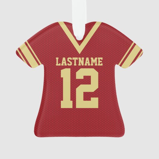 Football Jersey Red Gold Uniform Ornament (Rückseite)