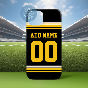 Football Jersey - Schwarzer Gold Name und Teamnumm iPhone 16 Hülle