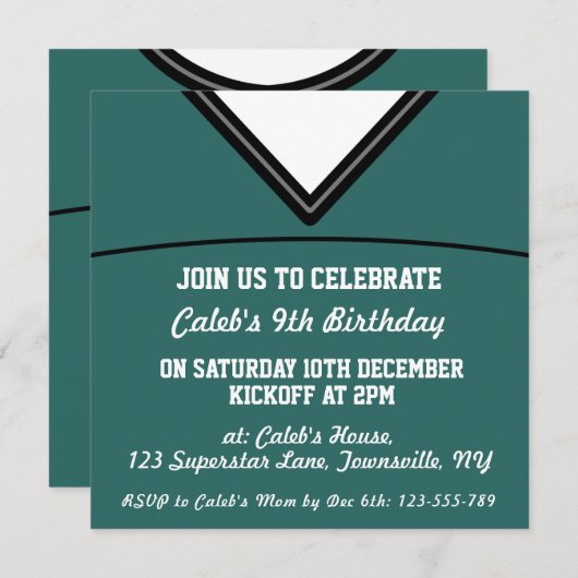 Football Jersey Themed Party Einladung Template, L (Vorne/Hinten)