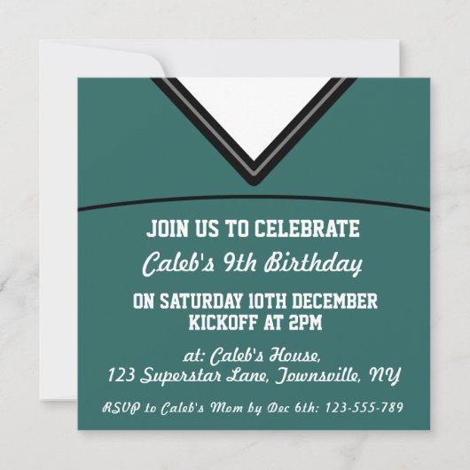 Football Jersey Themed Party Einladung Template, L (Vorderseite)
