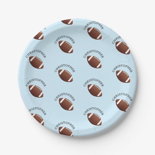 Football Kids Party Modernes Namensmuster Pappteller (Vorderseite)