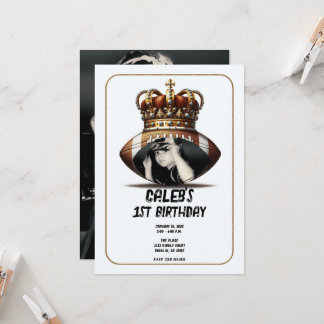 Football King Gold Crown Foto 1. Geburtstag Einladung