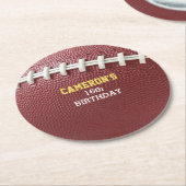 Football Laces Gold Runder Pappuntersetzer (Angewinkelt)