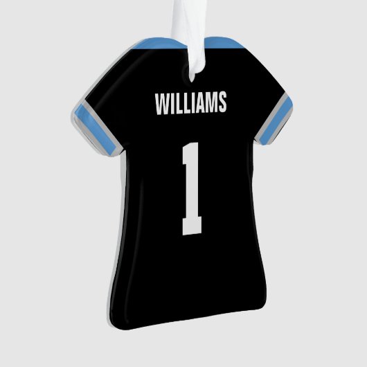 Football Light Blue & Black Jersey Ornament (Vorderseite)