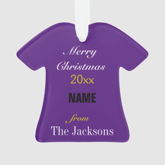 Football Lila & Black Jersey Ornament (Rückseite)