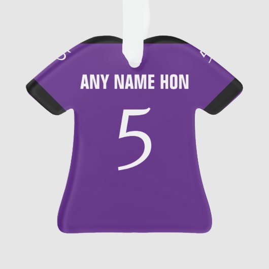 Football Lila & Black Jersey Ornament (Vorderseite)