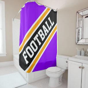 FOOTBALL Lila Orange Schwarz Rennstreifen Duschvorhang