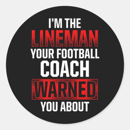 Football Lineman Hot Offensive Defensive Player Runder Aufkleber (Vorderseite)