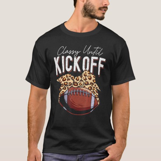 Football Lineman Mama Messy Bun Klasse bis Kick O T-Shirt (Vorderseite)