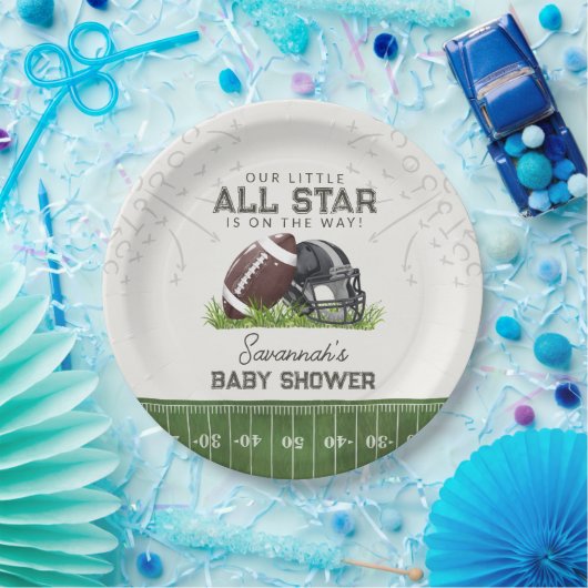 Football Little All Star Touchdown Baby Shower Pappteller (Party)